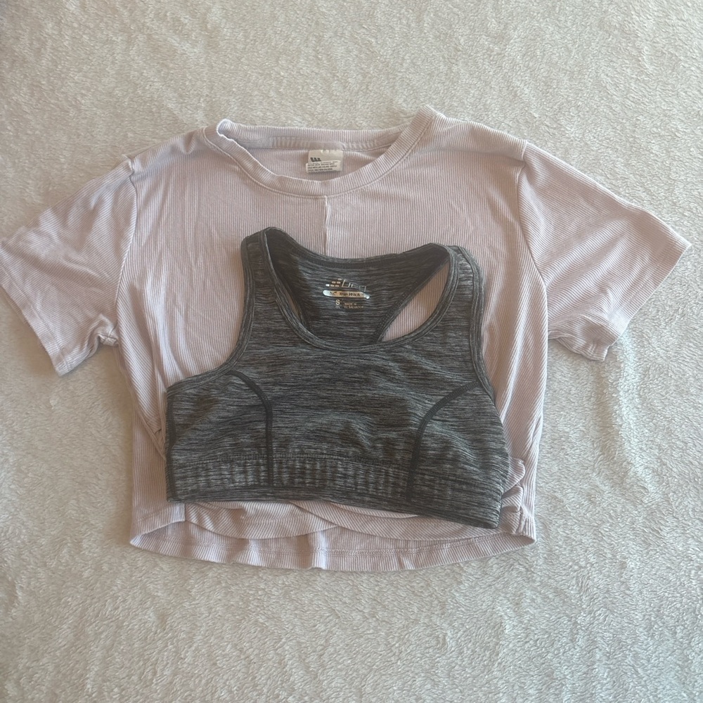 Girls Athletic Outfit Size 10 12 Top Plus Sports Bra Size 7 Activewear Bundle